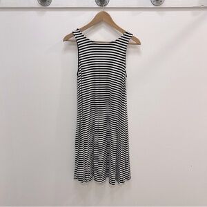 𝅺JERSEY knit cotton striped dress black and white